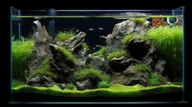 Aquascape dans le style takashi amano généré par l'IA