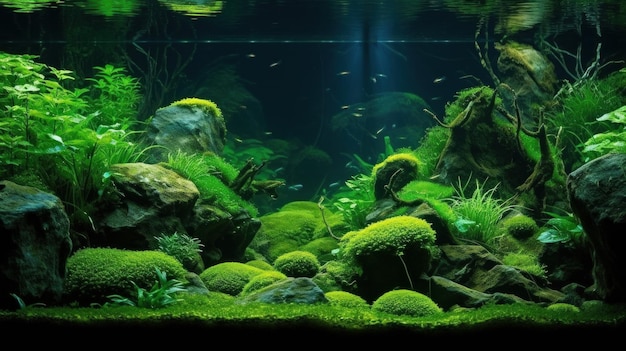 Aquascape dans le style takashi amano généré par l'IA