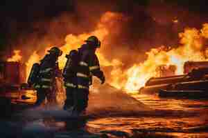 Photo aquatraining pour les pompiers ia générative