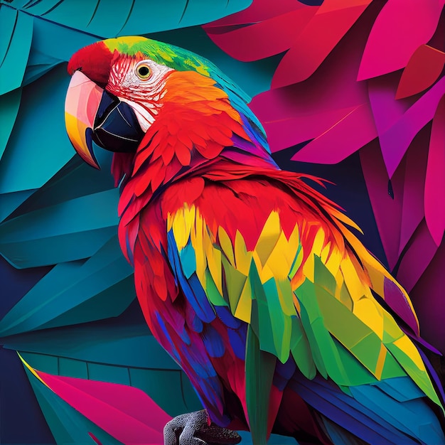 Ara perroquet coloré brillant AI générative