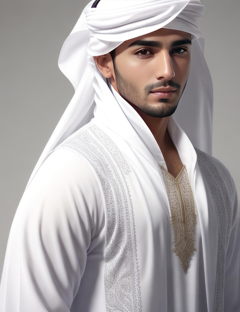 Photo un arabe en tenue blanche