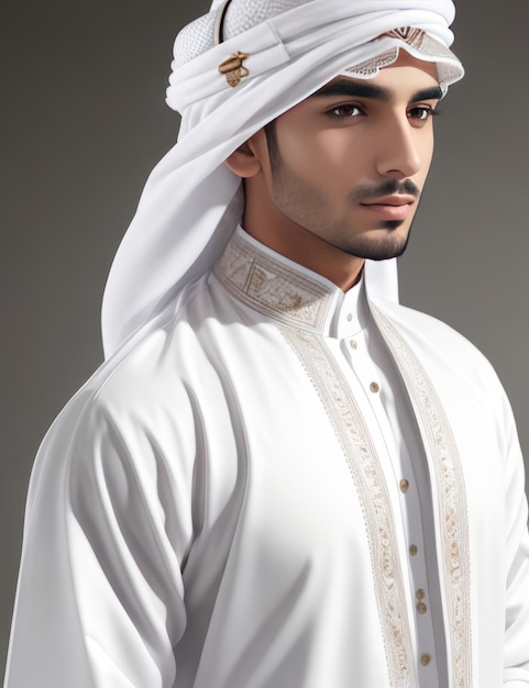 Photo un arabe en tenue blanche