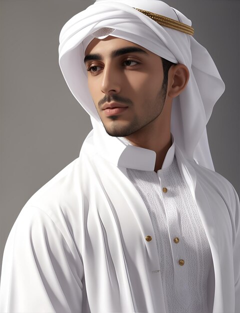 Photo un arabe en tenue blanche