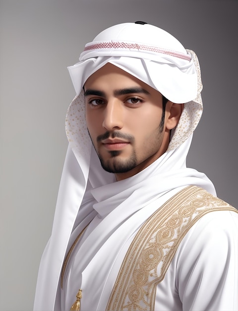 Photo un arabe en tenue blanche