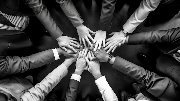 Photo arafed groupe de personnes mettant leurs mains ensemble dans un cercle ai génératif