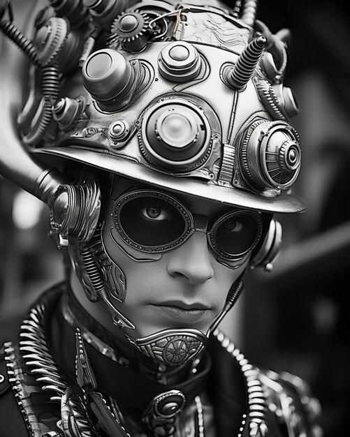 arafed homme portant un casque steam punk et des lunettes ai générative