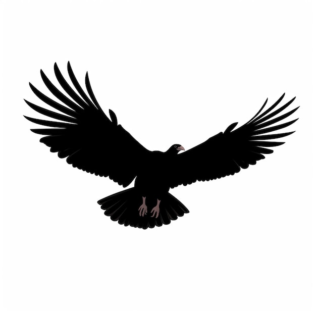 arafed oiseau noir volant dans le ciel avec ses ailes déployées ai générative