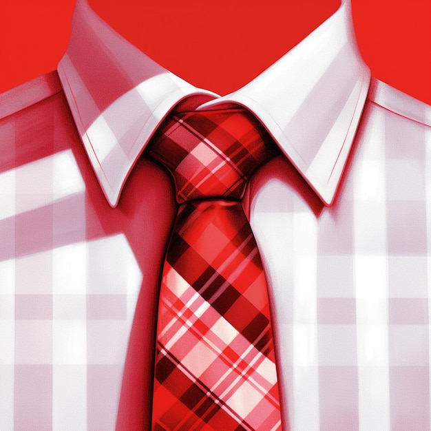 Photo arafed red tie with a white shirt and red plaid shirt generative ai