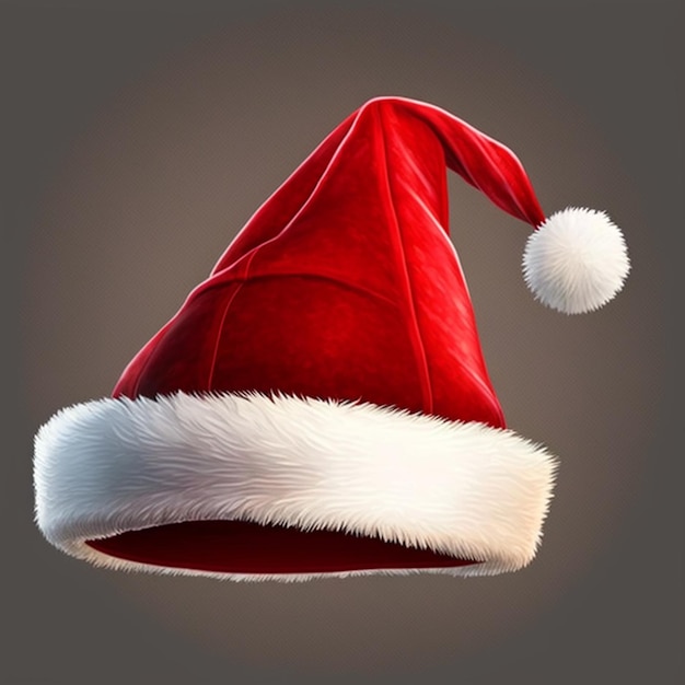 Photo arafed santa hat with white fur on a dark background generative ai