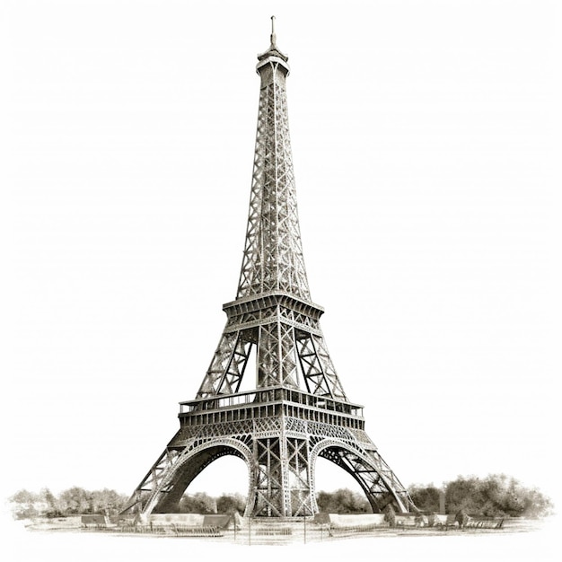 Araffe dessin de la tour eiffel à paris générative ai