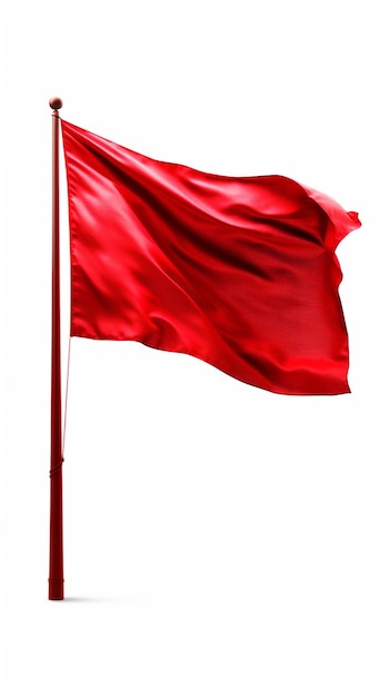 Araffe drapeau rouge ondulant dans le vent sur un fond blanc ai générative