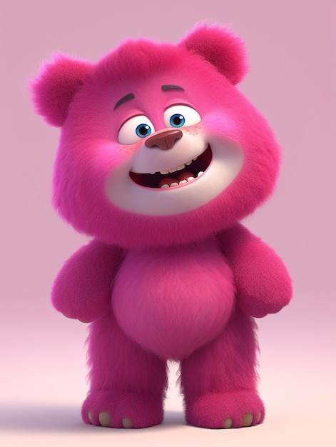 araffe est un ours en peluche rose avec un grand sourire ai génératif