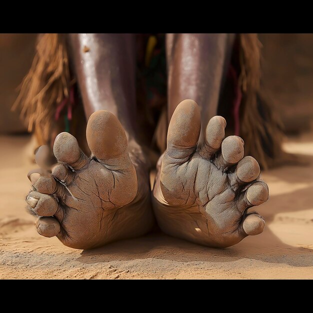 Photo araffes pieds et pieds d'une personne avec de la boue sur eux pied