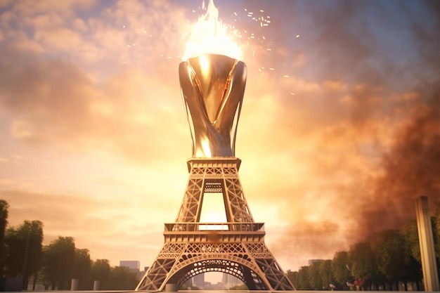 araffes avec une torche en forme de tour Eiffel générative ai