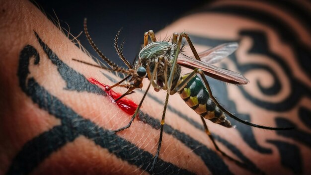 Photo une araignée sur le bras d'une femme avec un tissu rouge