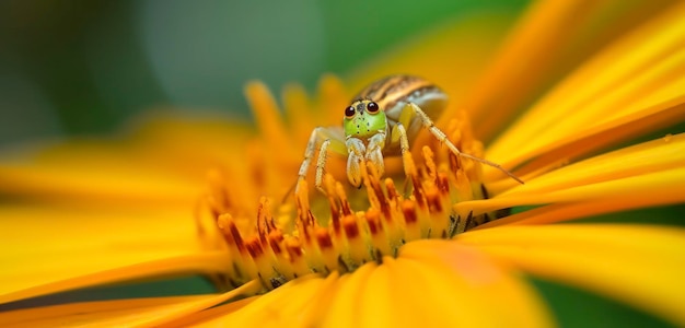 Une araignée est assise sur une fleur dans le jardin.