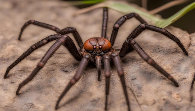 L'araignée noire reste dans la pierre.