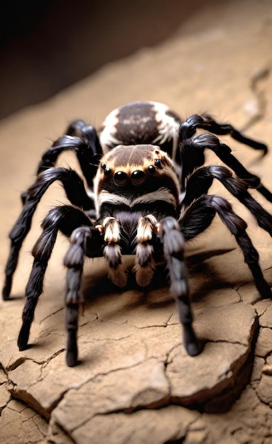 Photo une araignée qui est à l'extérieur avec une araignée noire et blanche sur le dos