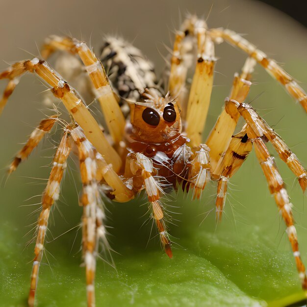 Photo une araignée qui est sur une feuille verte