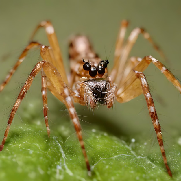 Photo une araignée qui est sur une feuille verte