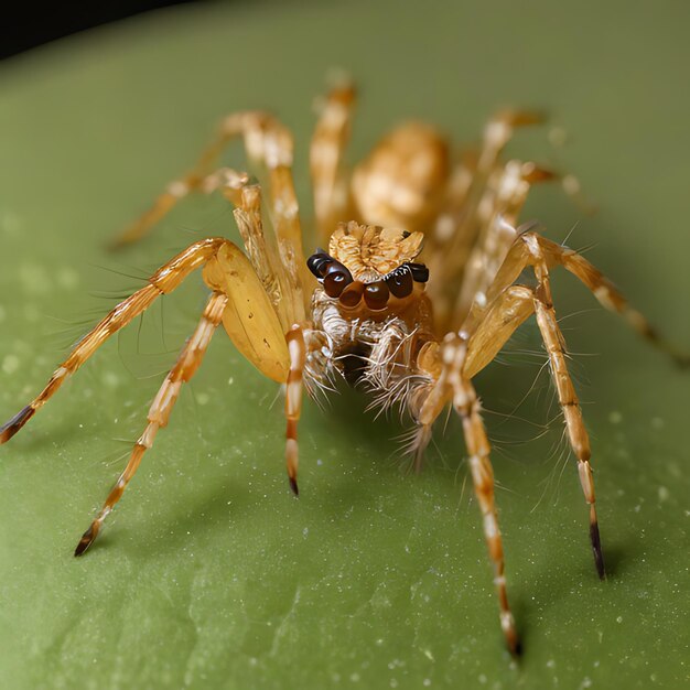 Photo une araignée qui est sur une surface verte