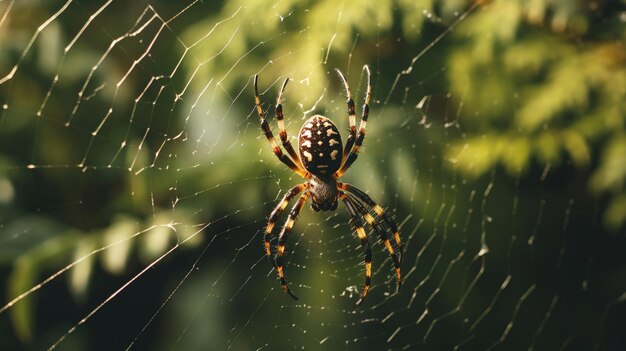 Photo l'araignée sur une toile générative ai