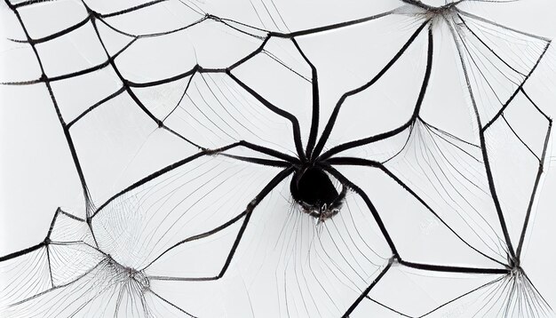 Photo araignée sur web isolé sur fond blanc spooky web avec une araignée