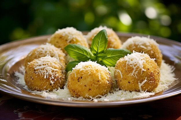 Photo arancini décadent avec creamy taleggio arancini lors d'une photographie gastronomique italienne