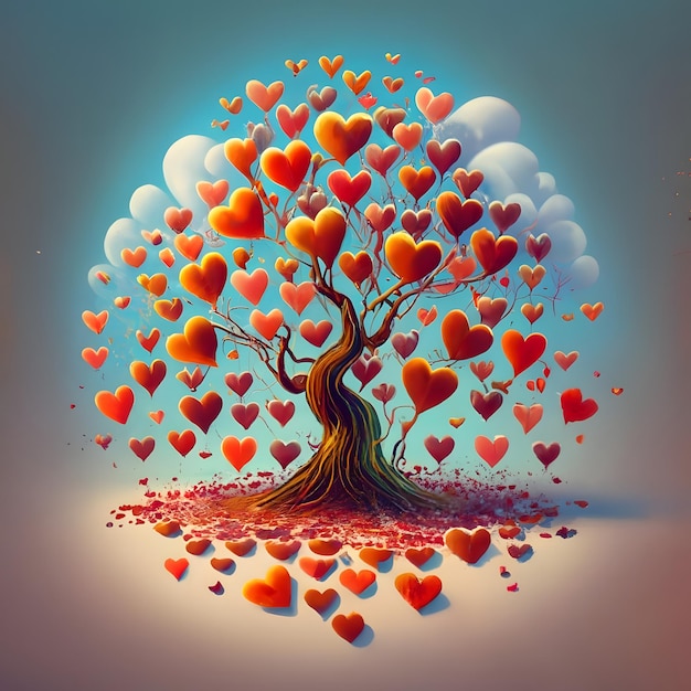 Arbre 3D avec coeur