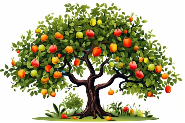 Un arbre abondant Clipart Une gamme colorée de fruits AR 32