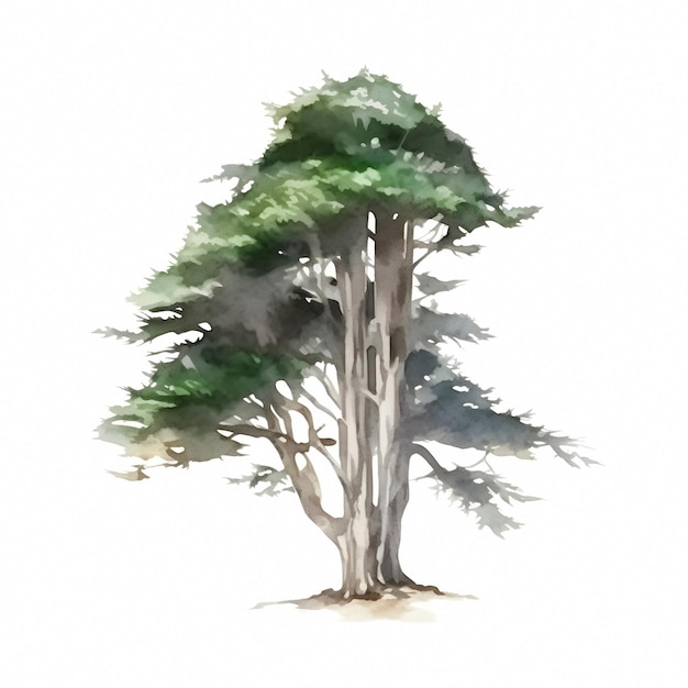 Arbre aquarelle isolé sur fond blanc pour dessiner des éléments de paysage et d'architecture pour l'environnement et le jardin