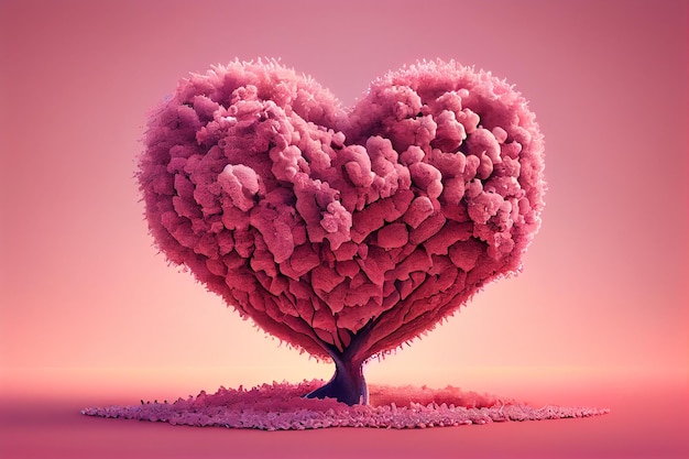 Arbre d'arbre d'amour avec un illustrateur de couleur rose en forme de coeur d'amour