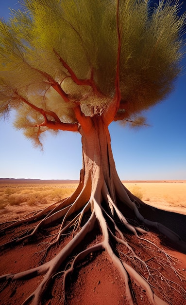 Un arbre avec un arbre vert au milieu