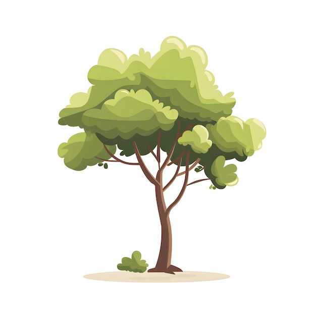 un arbre avec un arbre vert et un fond blanc