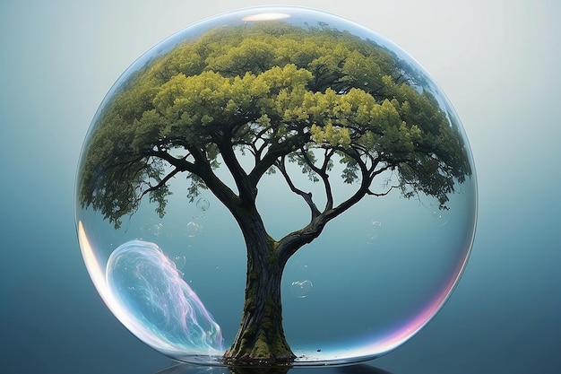 Photo un arbre au-dessus d'une bulle