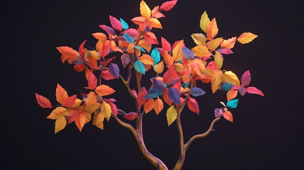 Un arbre aux feuilles colorées en forme de cœur.