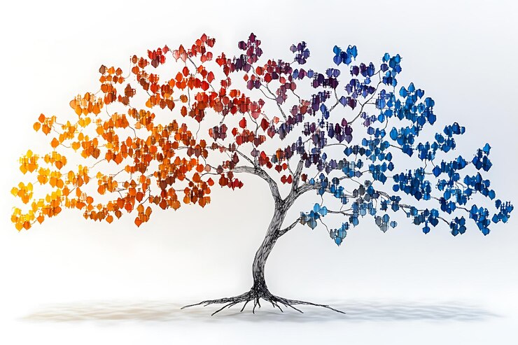 Photo un arbre aux feuilles colorées