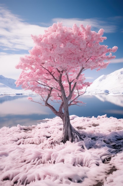 Un arbre aux fleurs roses