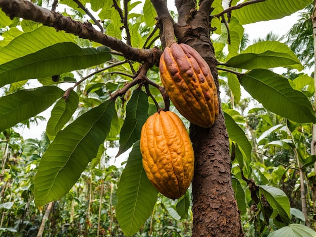 Photo un arbre avec un bouquet de bananes accrochées à lui