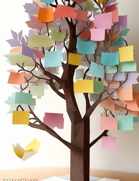 Photo un arbre avec une carte en papier qui dit joyeux anniversaire