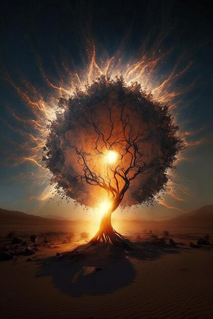 un arbre avec un cœur au milieu