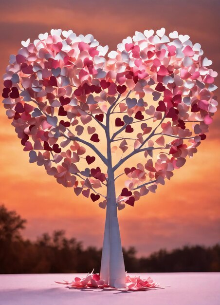 Photo arbre à cœur en papier pour la fête de la saint-valentin