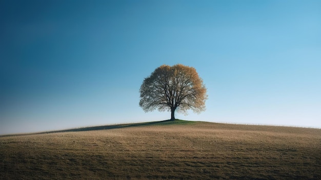 Un arbre sur une colline avec le ciel en arrière-plan