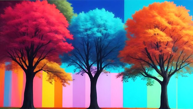 Photo arbre coloré généré par ai