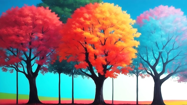 Photo arbre coloré généré par ai