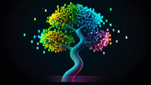 Photo arbre conceptuel de la crypto-monnaie bitcoin et de la technologie blockchain pour votre conception ai généré