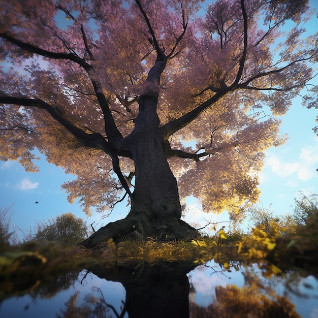 Arbre de conte de fées avec détails violets, détails ultra élevés