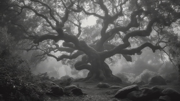 Un arbre dans les bois avec le mot ange dessus