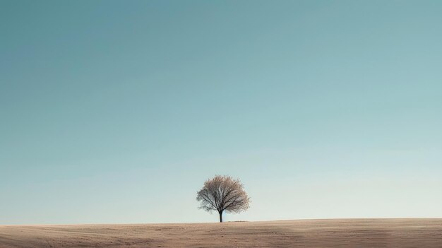 un arbre dans un champ avec un fond de ciel