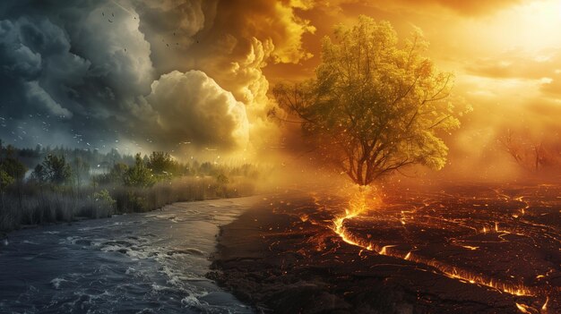 Arbre debout dans la rivière